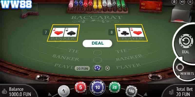 Baccarat là trò chơi bài hấp dẫn, được yêu thích nhất tại WW88